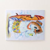 Funny Summer Snowman Surfer Drinks Frisch - Spaß Puzzle (Horizontal)