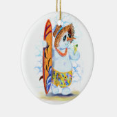 Funny Summer Snowman Surfer Drinks Frische Cocktai Keramik Ornament (Rechts)