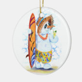 Funny Summer Snowman Surfer Drinks Frische Cocktai Keramik Ornament (Links)