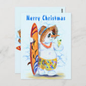 Funny Summer Snowman Surfer Drinks Frische Cocktai Postkarte (Vorne/Hinten)