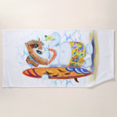 Funny Summer Snowman Surfer Drinks Frische Cocktai Strandtuch (Vorderseite)