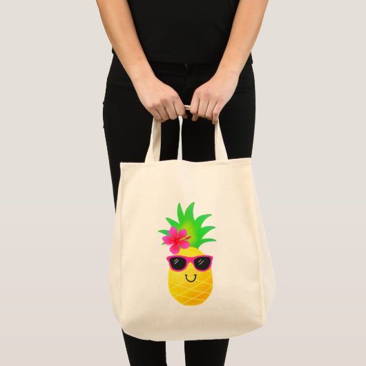 Funny Summer Tropical Pineapse Tragetasche (Vorderseite (Produkt))