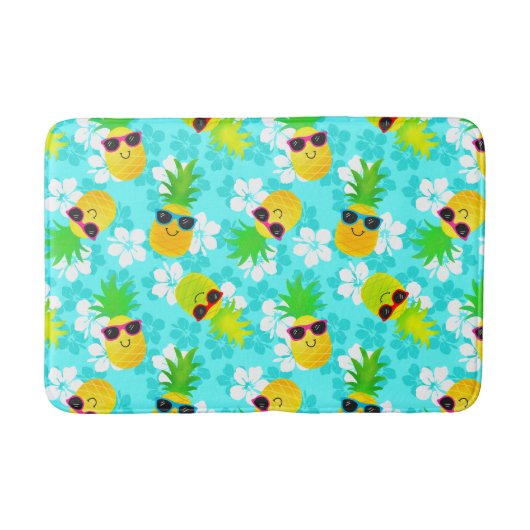 Funny Summer Tropical Pineapses Badematte (Vorderseite)