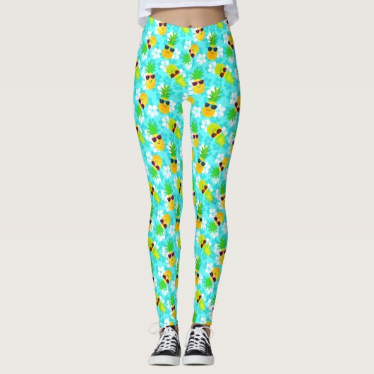 Funny Summer Tropical Pineapses Leggings (Vorderseite)