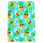 Funny Summer Tropical Pineapses Mittlere Geschenktüte (Rückseite)
