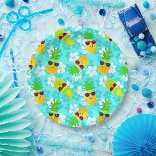 Funny Summer Tropical Pineapses Pappteller (Party)