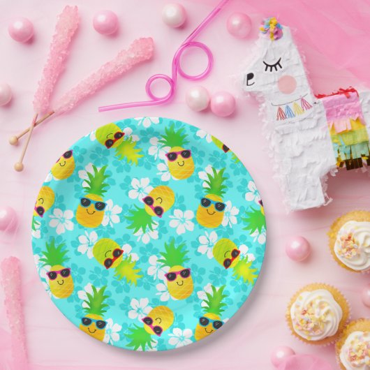 Funny Summer Tropical Pineapses Pappteller (Party)