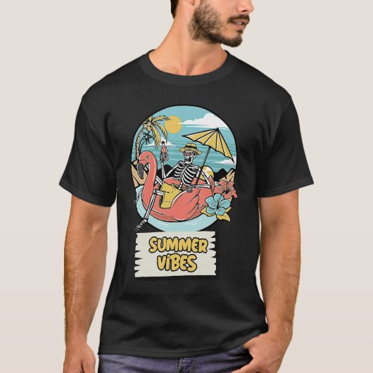 Funny Summer Vibes Hawaii Skeleton Holiday Beach S T-Shirt (Vorderseite)