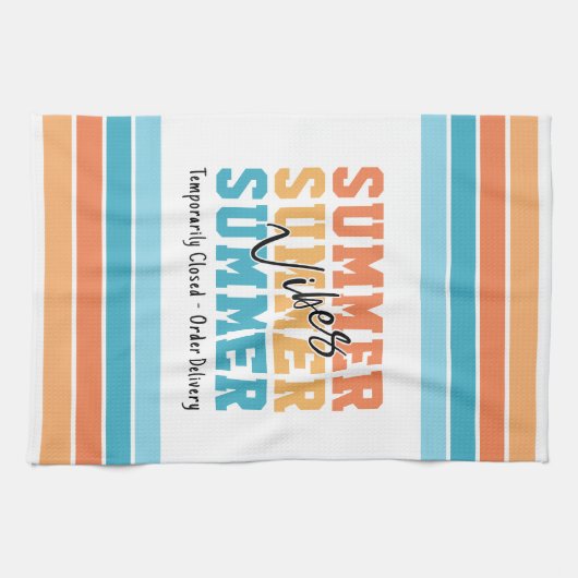 Funny Summer Vibes Tropical Stripes Customizable Geschirrtuch (Horizontal)