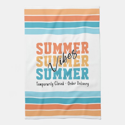 Funny Summer Vibes Tropical Stripes Customizable Geschirrtuch (Vertikal)