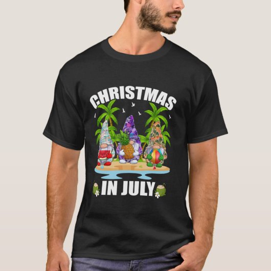 Funny Summer Xmas Hawaiian Three Gnome Christmas I T-Shirt (Vorderseite)
