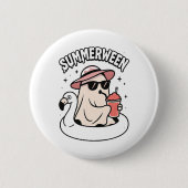 Funny Summerween Ghost Pink schweben in Flamingo C Button (Vorderseite)
