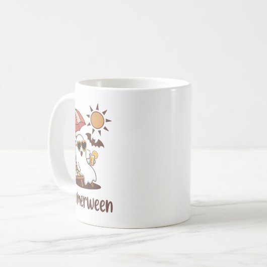 Funny Summerween Niedlich Spooky Summer Ghost Hall Kaffeetasse (Vorderseite Links)