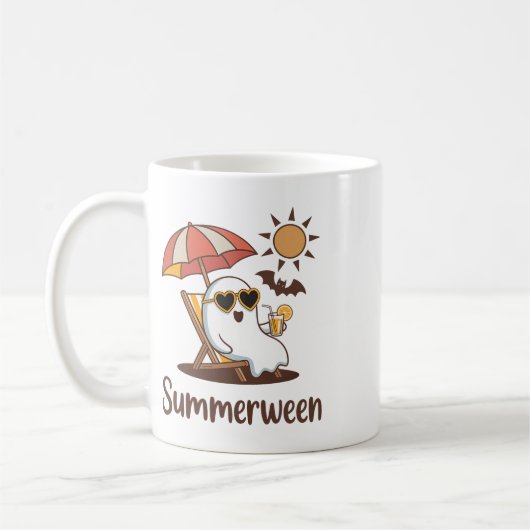 Funny Summerween Niedlich Spooky Summer Ghost Hall Kaffeetasse (Links)