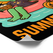 Funny Summerween Niedliche Hexe in Flamingo G Poster (Ecke)