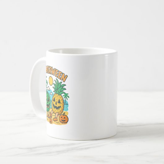 Funny Summerween Niedliche Wassermelone und Ananas Kaffeetasse (Vorderseite Links)