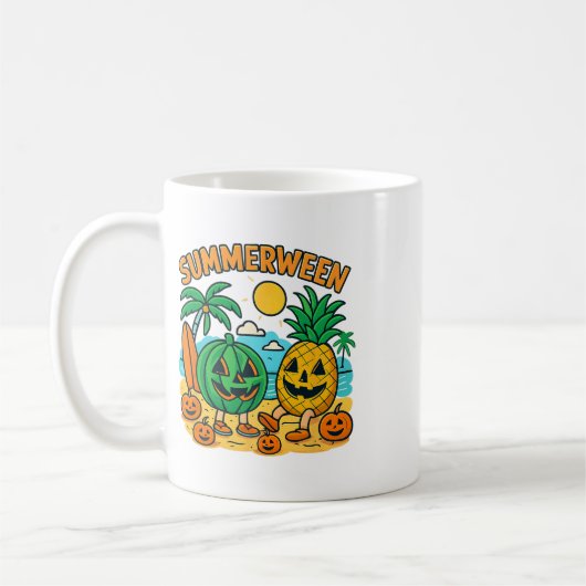 Funny Summerween Niedliche Wassermelone und Ananas Kaffeetasse (Links)