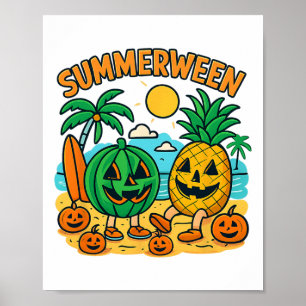 Funny Summerween Niedliche Wassermelone und Ananas Poster