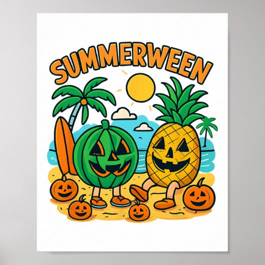 Funny Summerween Niedliche Wassermelone und Ananas Poster (Vorne)
