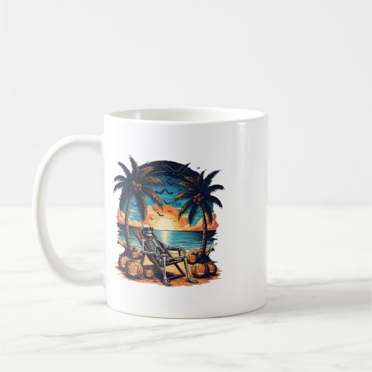 Funny Summerween Skeleton Beach Party Halloween Vi Kaffeetasse (Links)