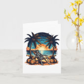 Funny Summerween Skeleton Beach Party Halloween Vi Karte (Gelbe Blume)