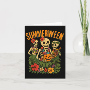 Funny Summerween Skeletons Luau Party Halloween Be Karte