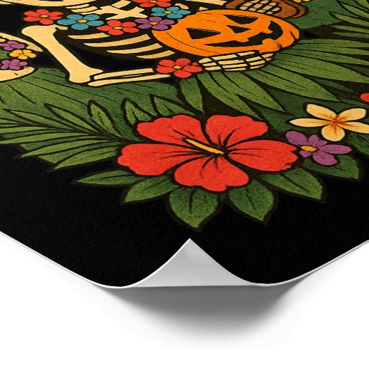 Funny Summerween Skeletons Luau Party Halloween Be Poster (Ecke)