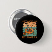 Funny Summerween Skelett schweben in Flamingo Cut Button (Vorne & Hinten)