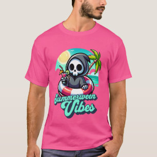Funny Summerween Vibes Grim Sensenmann Sommerurlau T-Shirt