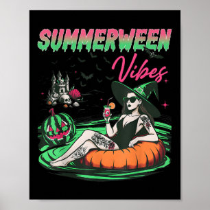 Funny Summerween Vibes Pumpkin Spooky Vacation Sum Poster