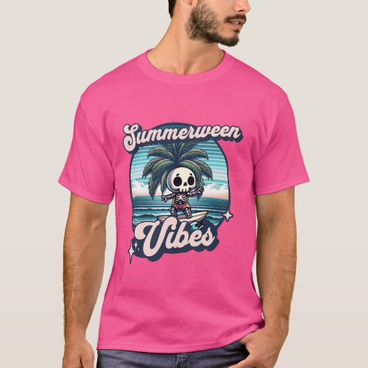 Funny Summerween Vibes Summer Vacation Skeleton Su T-Shirt (Vorderseite)