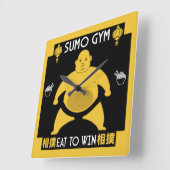 Funny Sumo Wrestler Quadratische Wanduhr (Winkel)