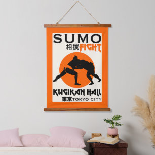 Funny Sumo Wrestler Wandteppich Mit Holzrahmen