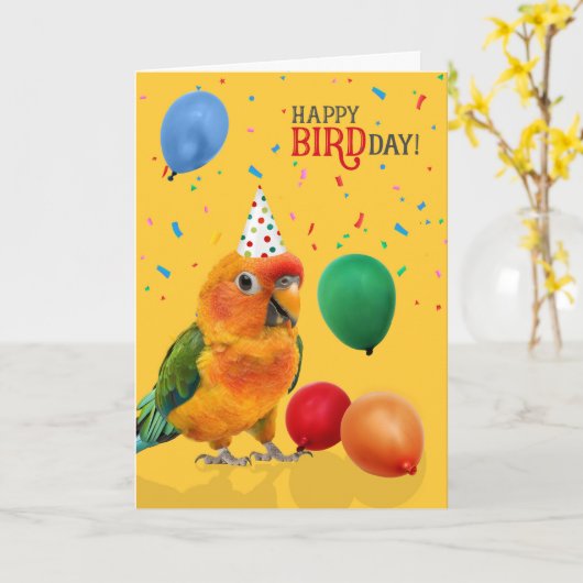 Funny Sun Conure Parrot Birthday Karte (Gelbe Blume)
