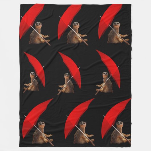 Funny Sun Smart Meerkat unter dem Regenschirm, Fleecedecke (Vorderseite)