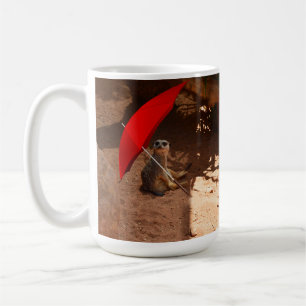 Funny Sun Smart Meerkat unter dem Regenschirm, Kaffeetasse