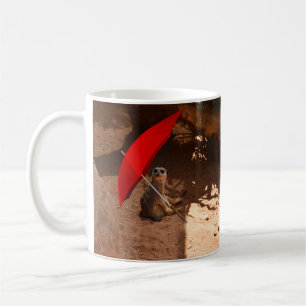Funny Sun Smart Meerkat unter dem Regenschirm, Kaffeetasse