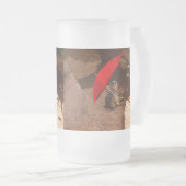 Funny Sun Smart Meerkat unter dem Regenschirm, Mattglas Bierglas (VorderseiteRechts)