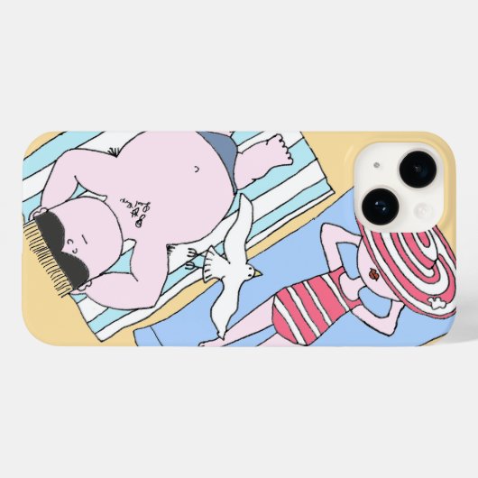 Funny Sunbaden Couple Cartoon Seaside Art Case-Mate iPhone Hülle (Rückseite (Horizontal))