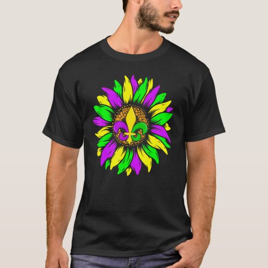 Funny Sunflower Fleur De Lys Mardi Gras Costume T-Shirt (Vorderseite)