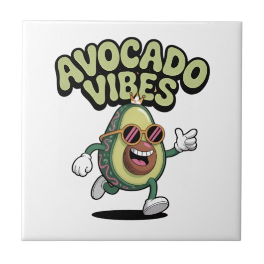 Funny Sunglasses Avocado Fliese (Vorderseite)