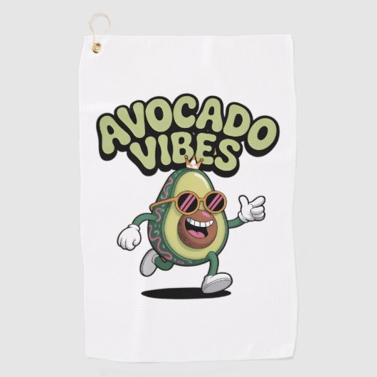 Funny Sunglasses Avocado Golfhandtuch (Vorderseite)