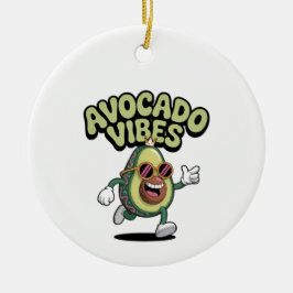Funny Sunglasses Avocado Keramik Ornament