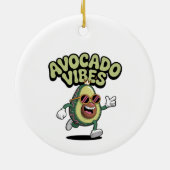 Funny Sunglasses Avocado Keramik Ornament (Hinten)
