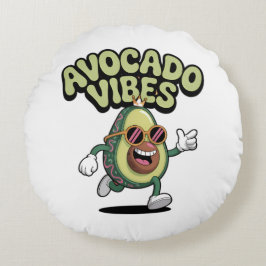 Funny Sunglasses Avocado Rundes Kissen