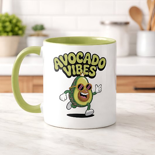 Funny Sunglasses Avocado Zweifarbige Tasse