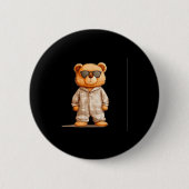 Funny Sungles Teddy Bear In Pajama Costume Design Button (Vorderseite)