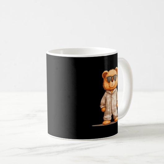 Funny Sungles Teddy Bear In Pajama Costume Design Kaffeetasse (VorderseiteRechts)