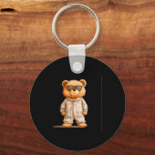 Funny Sungles Teddy Bear In Pajama Costume Design Schlüsselanhänger (Vorderseite)