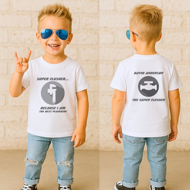 Funny Super Flusher Baby Plumber Baby T-shirt (Von Creator hochgeladen)